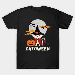Catoween, cat halloween, cat lover, happy halloween T-Shirt